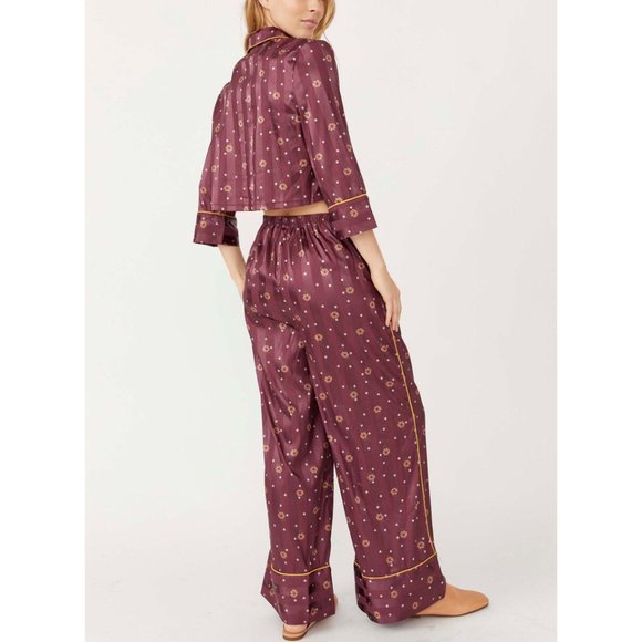 Free People Purple Pajama Set with Gold Accents - Picture 3 of 9
